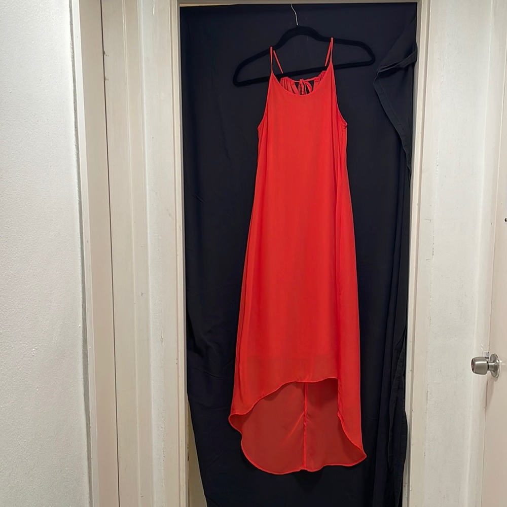 Red asymmetrical summer dress